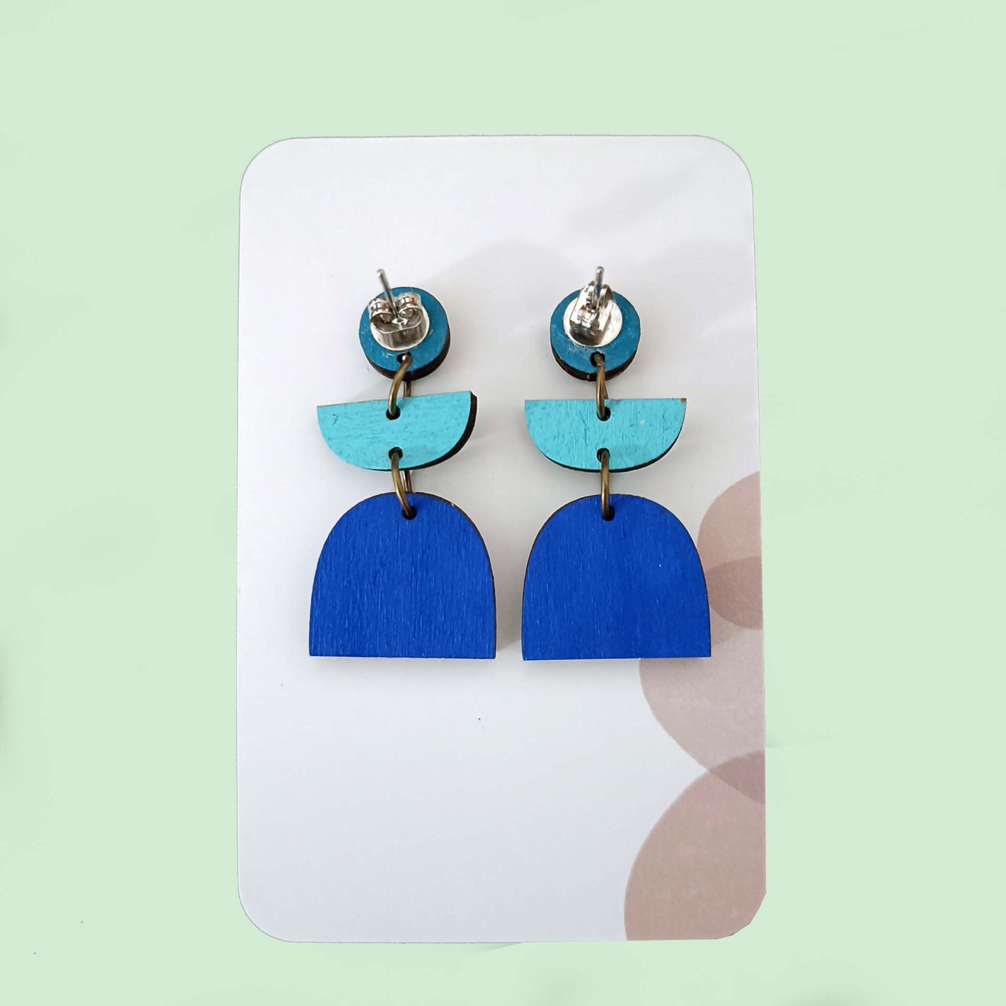 Boucles d'oreilles en bois - Totem azur