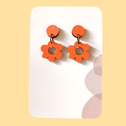 Boucles d'oreilles en bois - Petite fleur