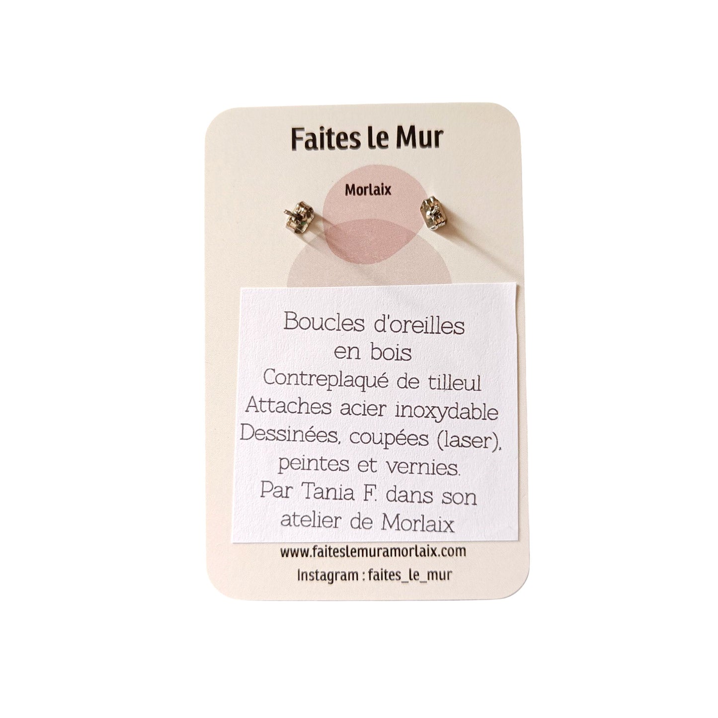 Boucles d'oreilles en bois - Totem rouge
