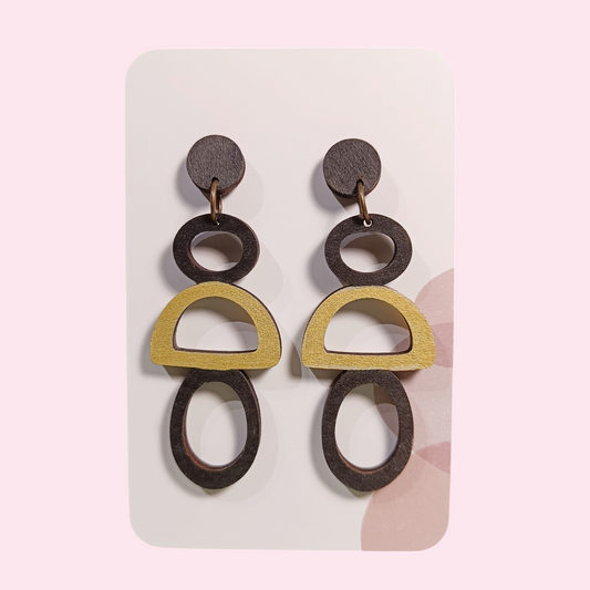 Boucles d'oreilles en bois - Retro