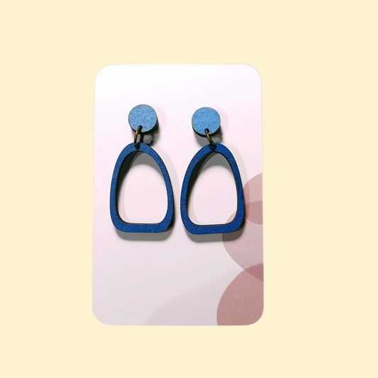 Boucles d'oreilles en bois - Oloïde bleu