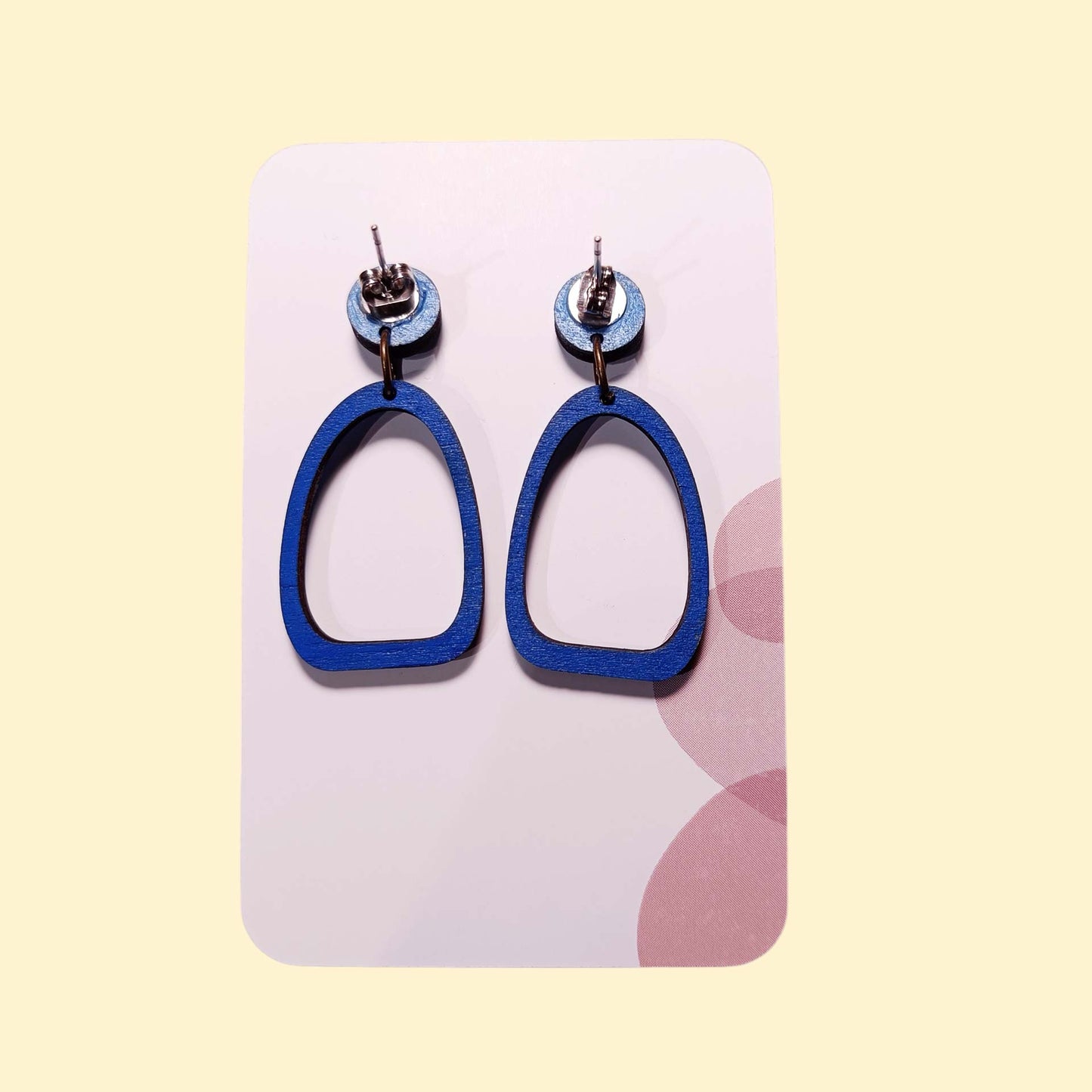 Boucles d'oreilles en bois - Oloïde bleu