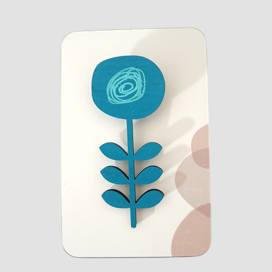 Broches en bois - Fleur scandinave vert émeraude