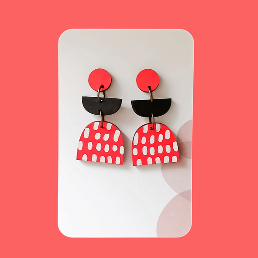 Boucles d'oreilles en bois - Totem rouge